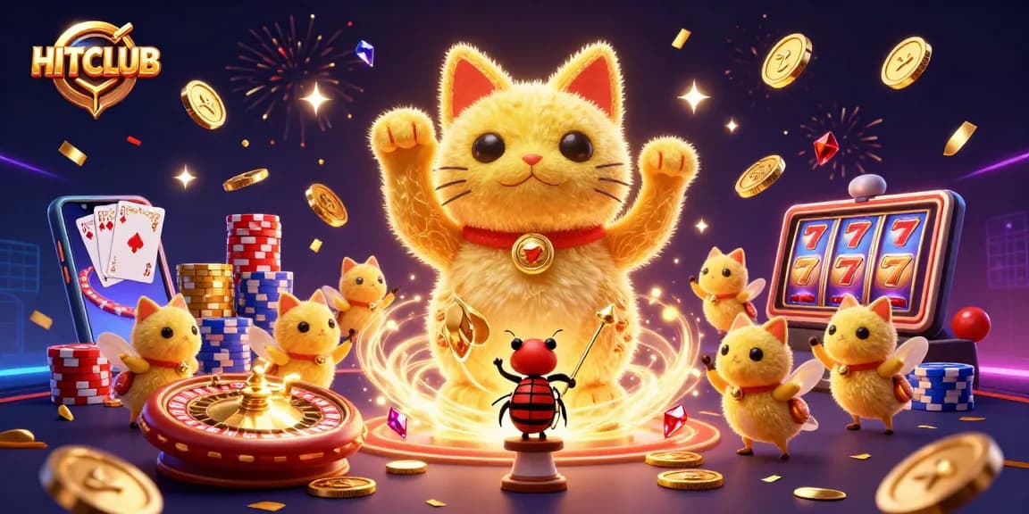 Transform your gaming experience at HITCLUB with our animated golden cat and engaging slots.