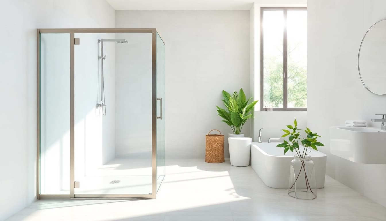 Stylish shower screens for wet rooms enhancing a modern bathroom design.
