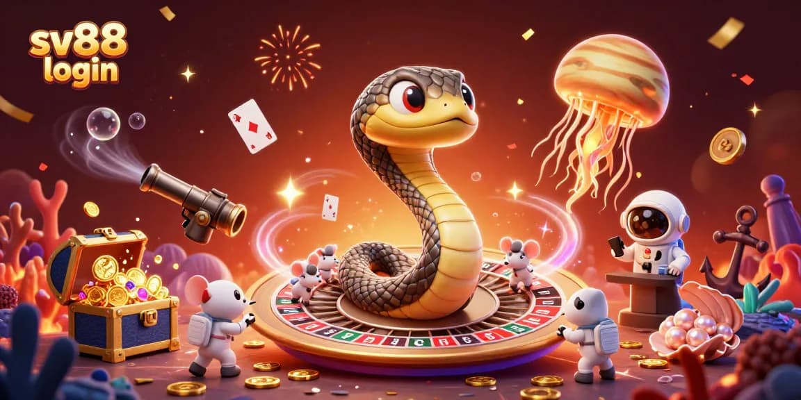 Place bets on sv88 login with a vibrant cosmic casino scene featuring a roulette wheel and treasure