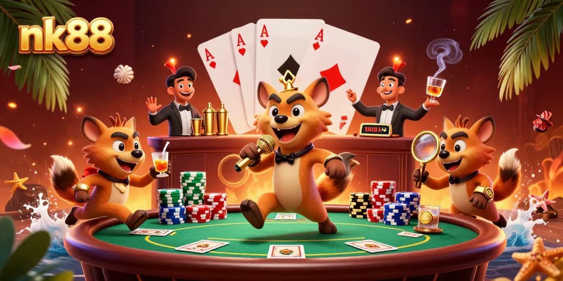 Experience fun and excitement at nk88's casino club featuring lively hyenas in a packed environment.