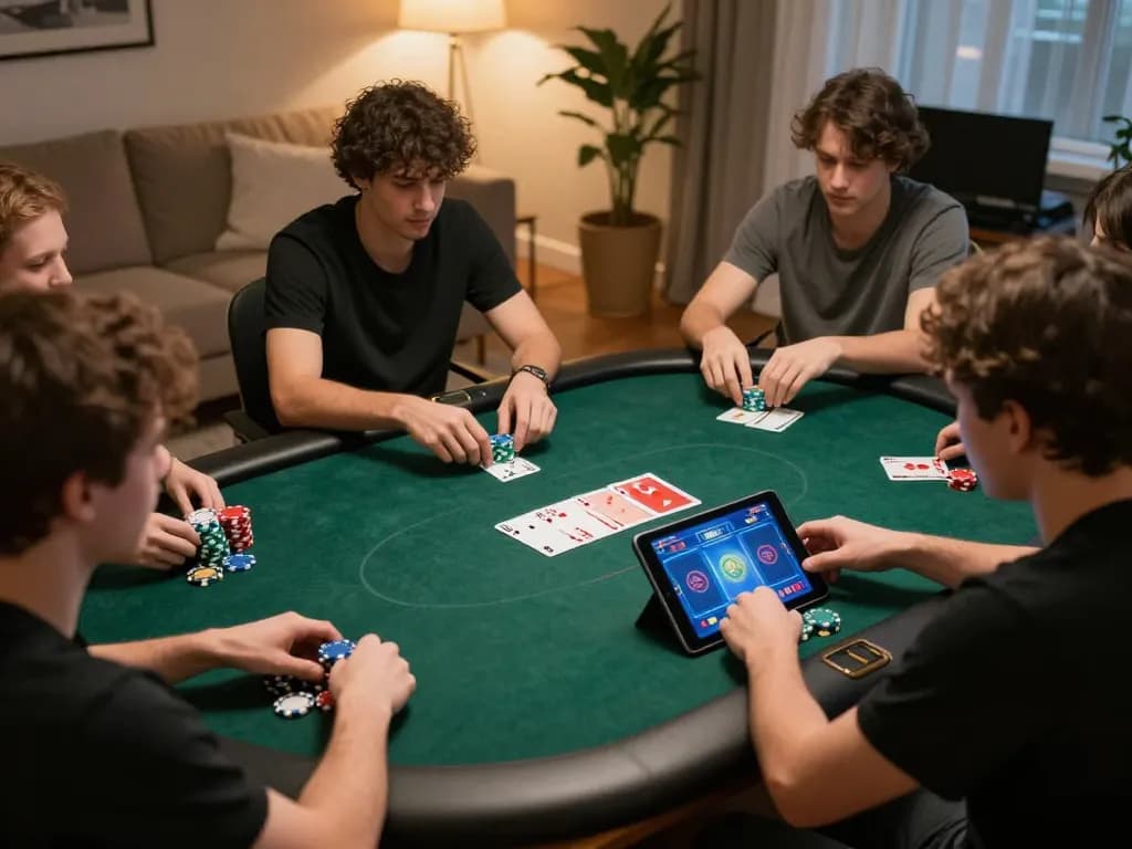 Engaging online poker gameplay on tablet highlighting the mm888 platform with vibrant cards and chips.