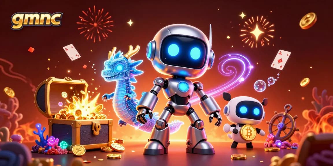 Engage with gmnc, a vibrant 3D illustration showcasing a cyberpunk mascot in a dynamic casino scene.