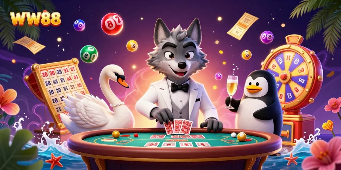 Experience exciting wins at WW88 with a lively casino scene featuring unique characters and gaming elements.