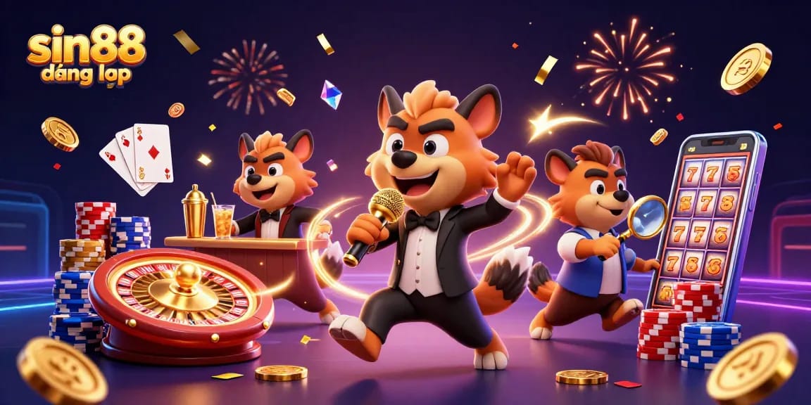 Experience the thrill of sin88 đăng nhập with vibrant casino elements and dynamic characters.