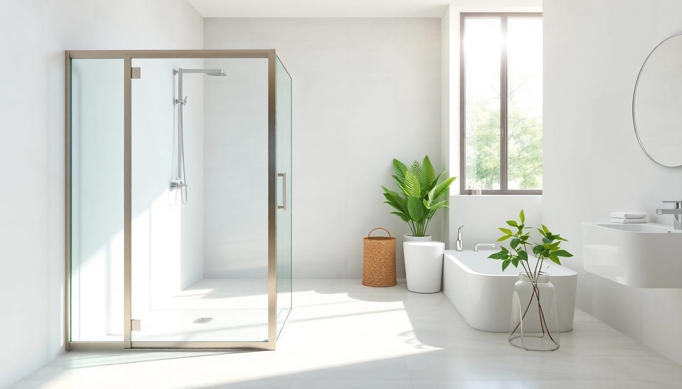 Stylish shower screens for wet rooms enhancing a modern bathroom design.