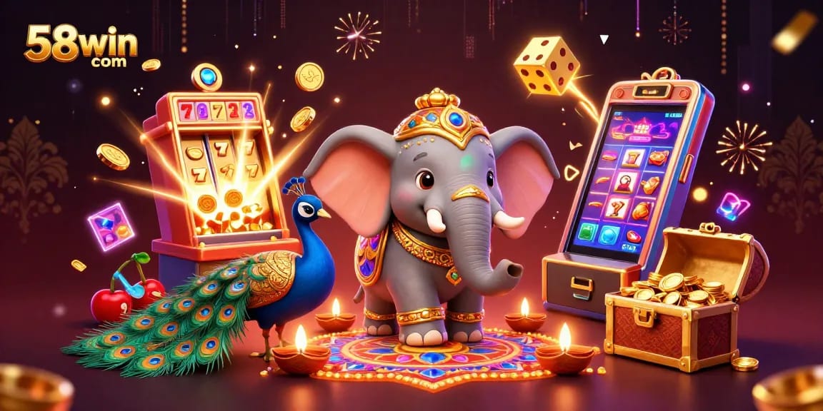 Experience thrilling moments at 58win com with this vibrant 3D casino celebration illustration.