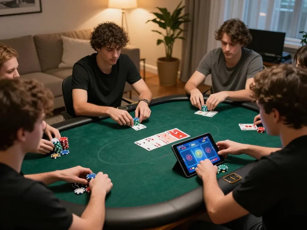 Engaging online poker gameplay on tablet highlighting the mm888 platform with vibrant cards and chips.