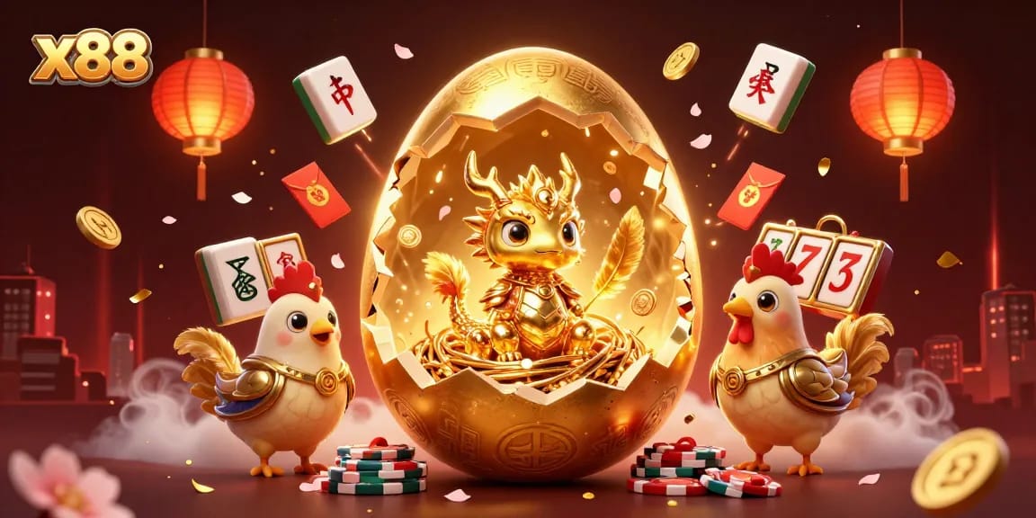 Engage with the x88 casino experience as a magical golden egg reveals thrilling gaming treasures.