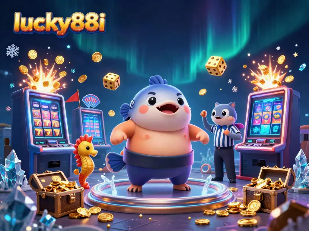 Experience the excitement at lucky88i with a vibrant underwater casino scene bursting with colorful characters.