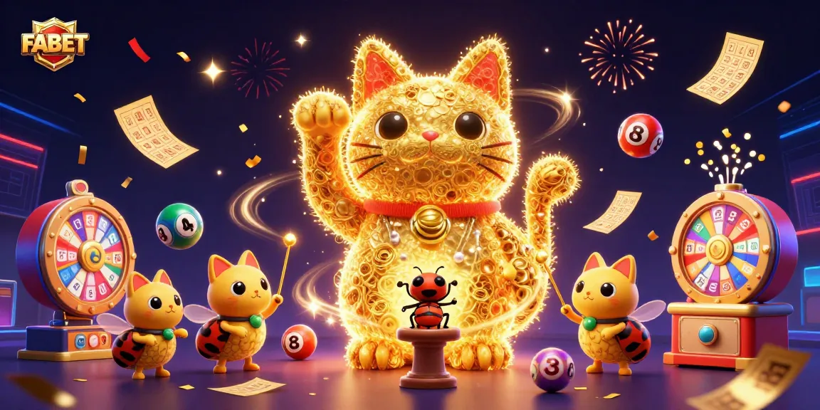 Play and win with FABET as golden fireflies represent luck in a vibrant casino scene filled with excitement.