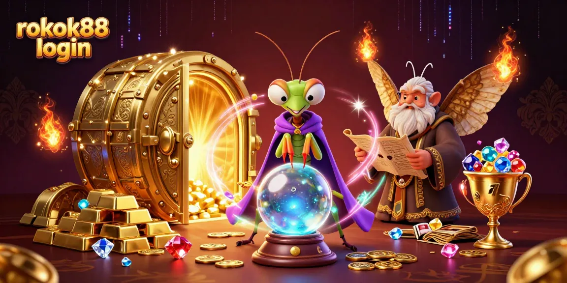 Immerse in the vibrant world of rokok88 login with a mystical casino scene full of treasures.