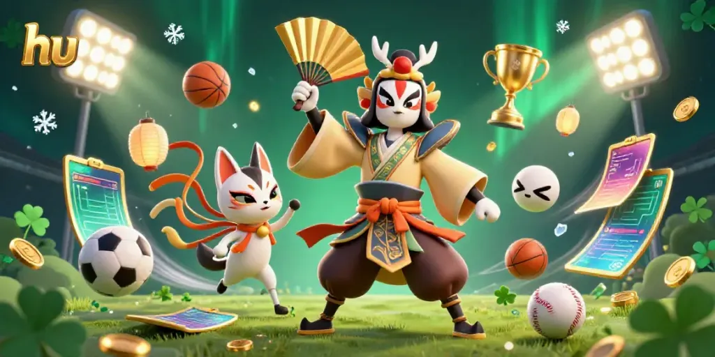Engage in thrilling sports betting with hu as vibrant elements surround a kabuki warrior in this dynamic digital artwork.