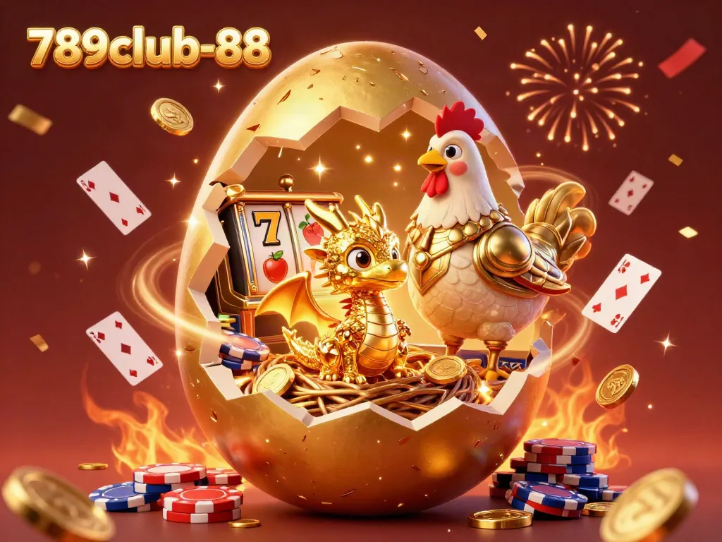 Experience the excitement of 789club-88 with a golden dragon and vibrant casino elements.
