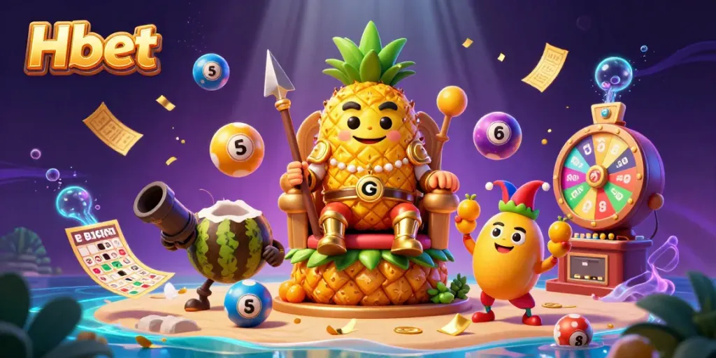 Experience the thrilling gambling action at Hbet in a vibrant casino scene with lively characters and game elements.