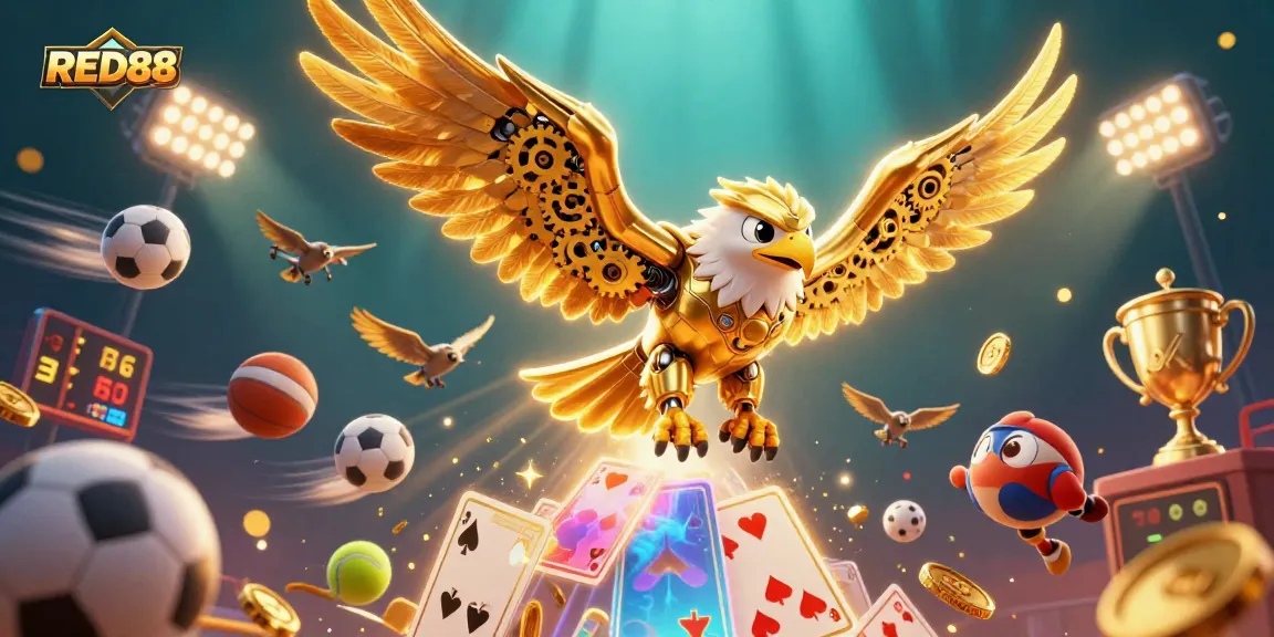 Engage with RED88's thrilling casino world through an electrifying 3D scene full of action and winning elements.