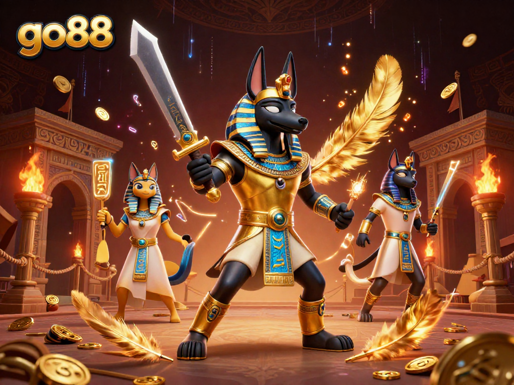 Experience the thrill of betting with go88's vibrant 3D casino adventure featuring iconic Egyptian characters.