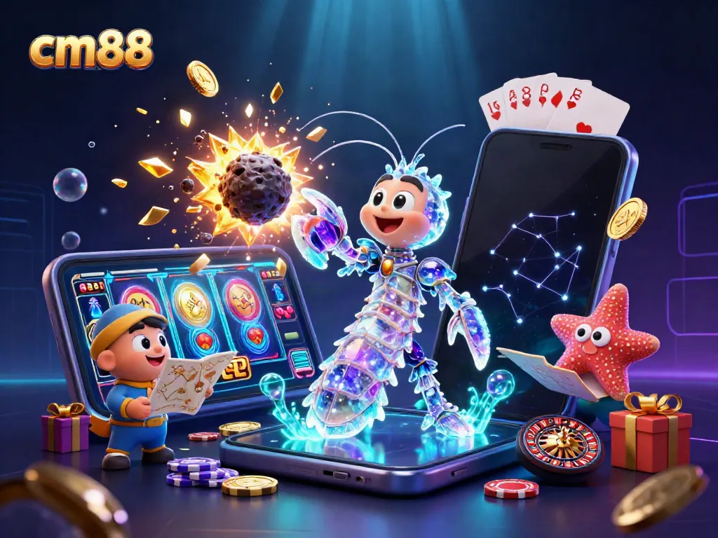 Experience thrilling gameplay at cm88 with an exciting 3D scene featuring a galactic samurai and vibrant casino elements.