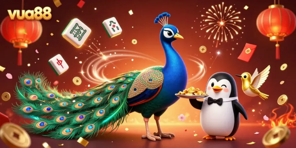 Experience the vibrant allure of vua88 with this enchanting casino illustration, featuring splendid characters and festive elements.