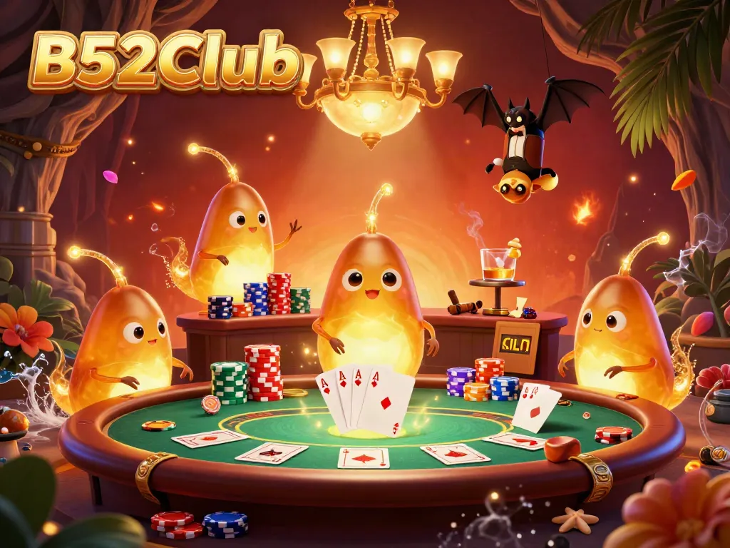 Experience the dazzling gameplay at B52Club with bioluminescent glowworms illuminating the casino scene.