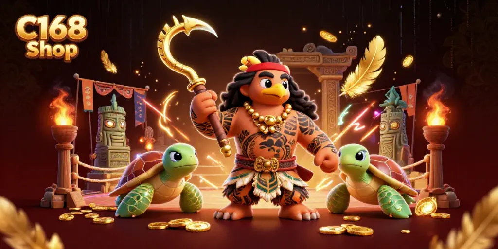 Experience thrills with C168 Shop's captivating gaming scene, featuring unique characters and vibrant elements.