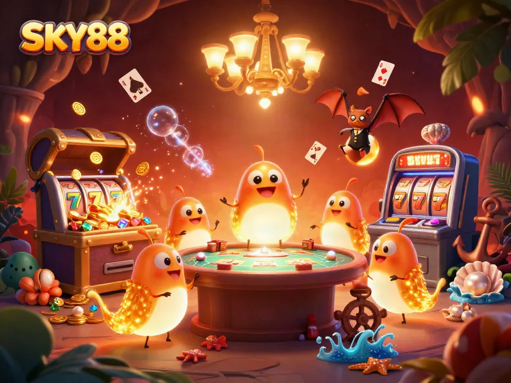 Experience the thrilling lighting of SKY88's cave casino with bioluminescent glowworms enhancing your gameplay excitement.