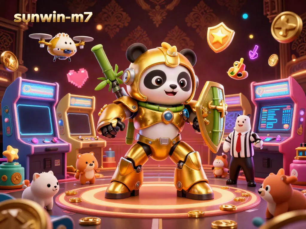 Engage in thrilling gameplay at sunwin-m7, witnessing a golden panda in an exhilarating virtual casino showdown.